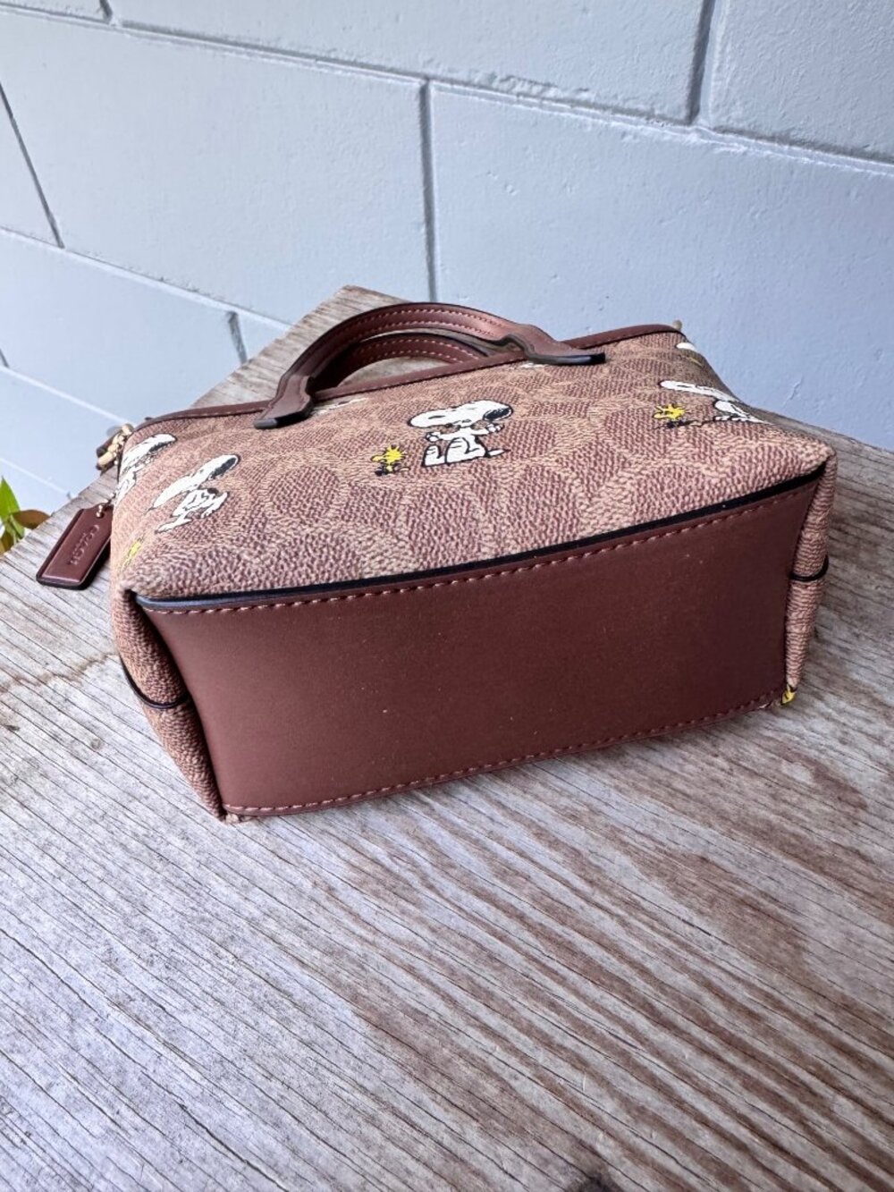 Coach Peanuts Snoopy Woodstock Mini Satchel Crossbody Signature Canvas Bag - Picture 5 of 13